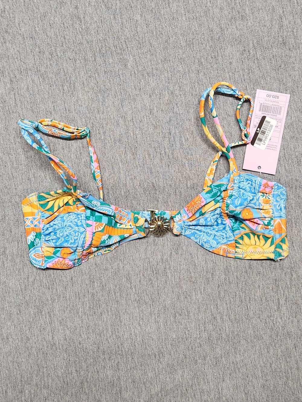 Wild Fable Women’s Tile‑Print Bralette Bikini Top w/ Center Sun Detail (Size S)